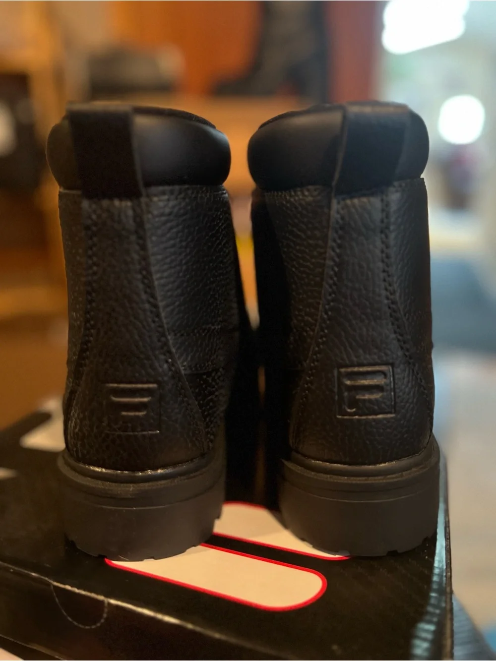 Fila Black Men's Rugged Lace-Up Leather Boots